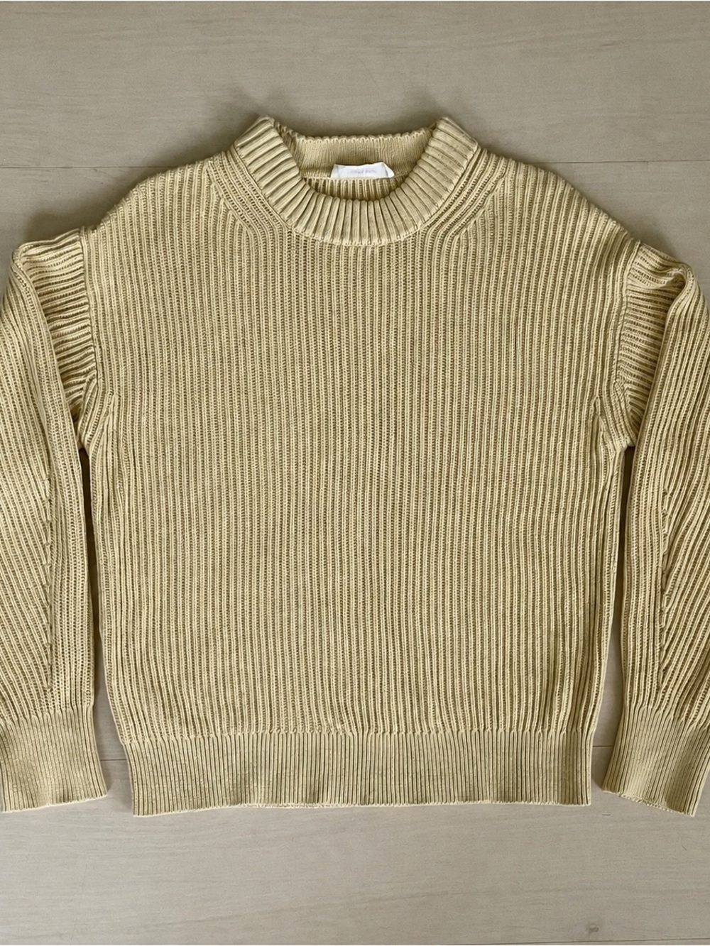 Everlane Oversized Cocoon Crew Sweater Cotton Ribbed Knit Small S Butter Yellow